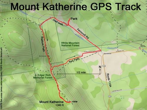 GPS track to Mount Katherine in New Hampshire