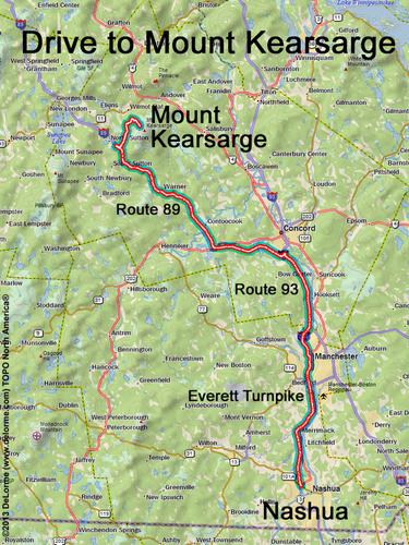 Mount Kearsarge drive route