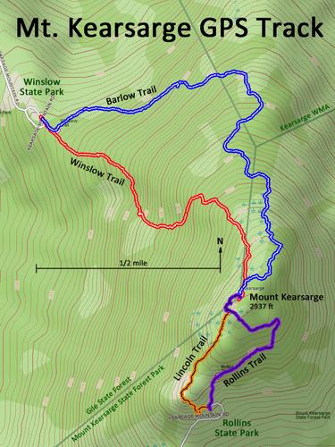 GPS track to Mount Kearsarge in New Hampshire