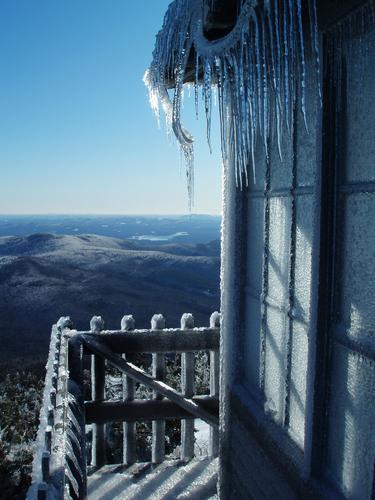 iced summit tower on Kearsarge North in New Hampshire