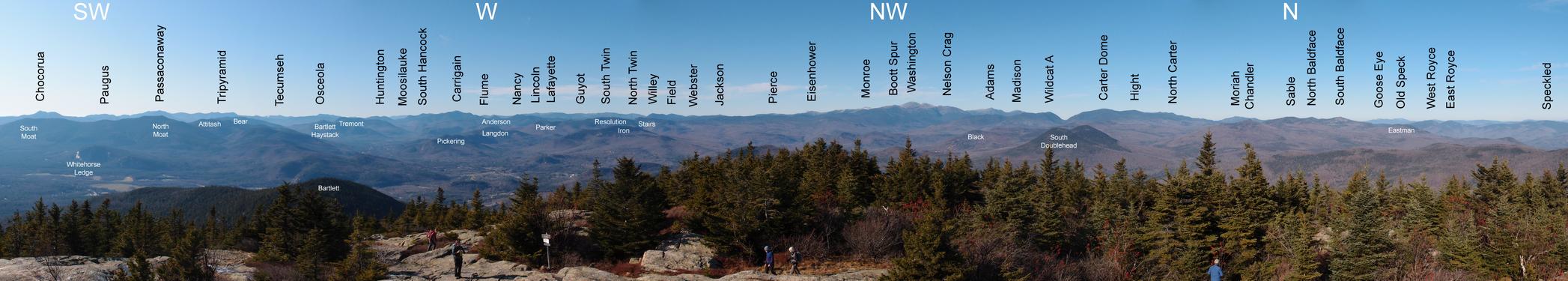 A view of the White Mountains as seen from the summit of Kearsarge North Mountain in NH in early December 201