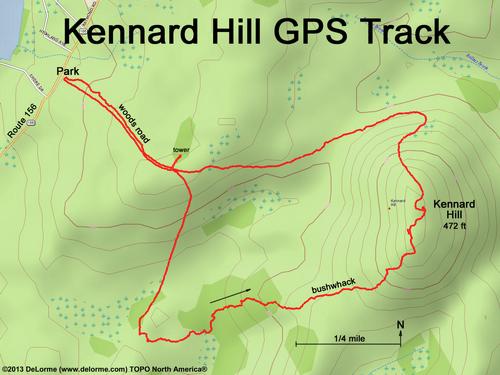 GPS track to Kennard Hill in southeastern New Hampshire