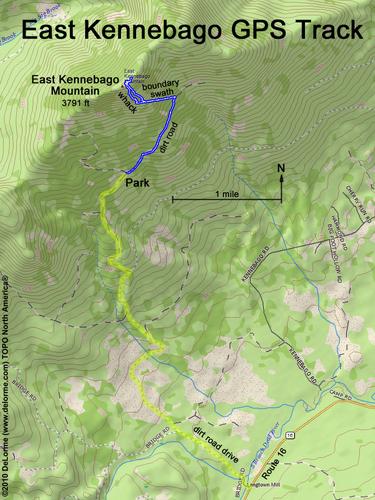 GPS track to East Kennebago Mountain in Maine