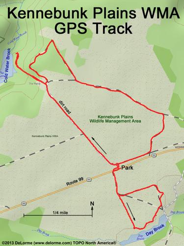 GPS track at Kennebunk Plains Wildlife Management Area in southern Maine