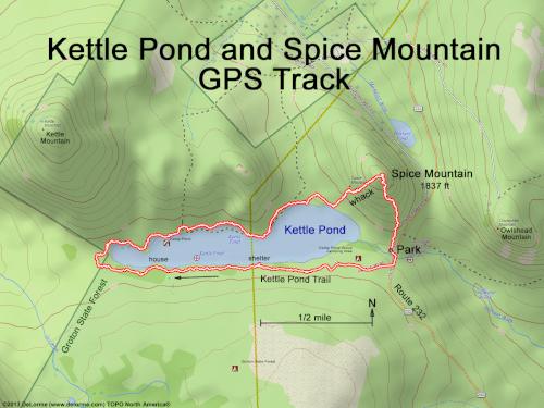 Kettle Pond and Spice Mountain gps track