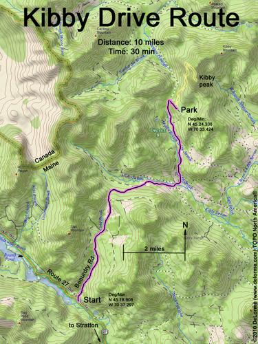 Kibby Mountain drive route