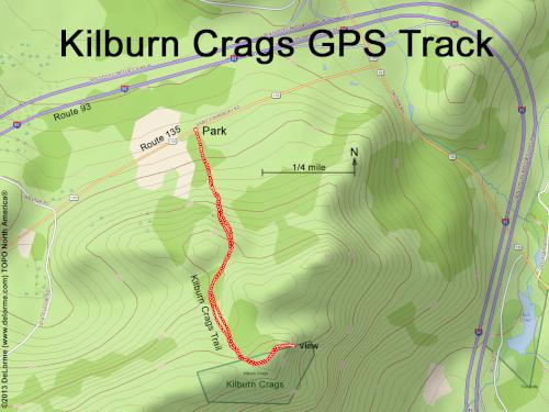 GPS track at Kilburn Crags in northern New Hampshire