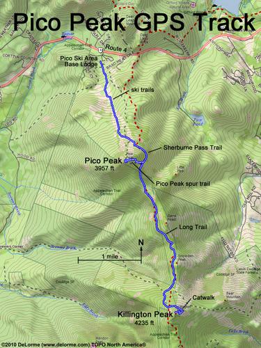 GPS track to Pico Peak in Vermont