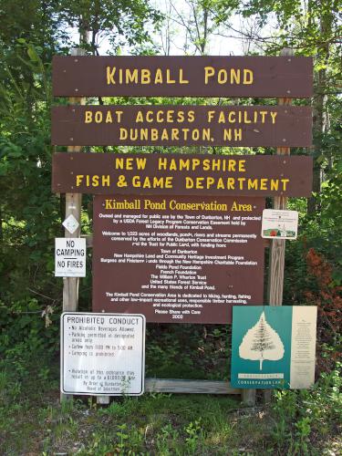 entrance sign at Kimball Pond near Dunbarton, New Hampshire