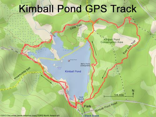 GPS track at Kimball Pond near Dunbarton, New Hampshire
