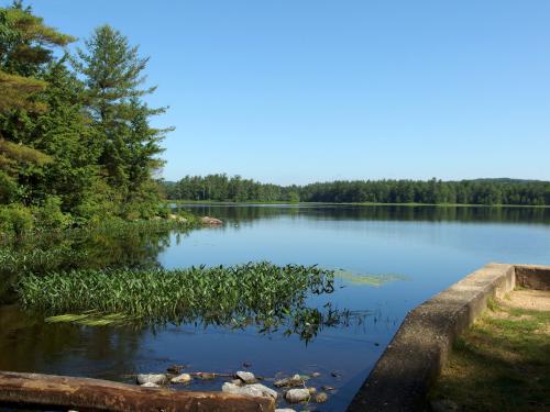 view of Kimball Pond from the boat launch in June at Dunbarton, New Hampshire