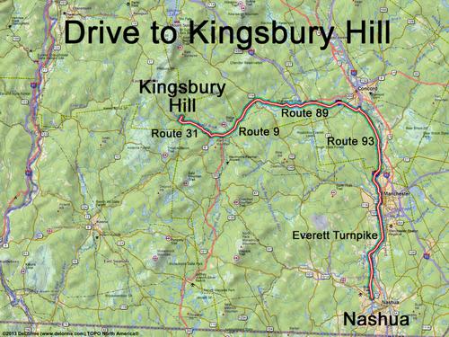 Kingsbury Hill drive route