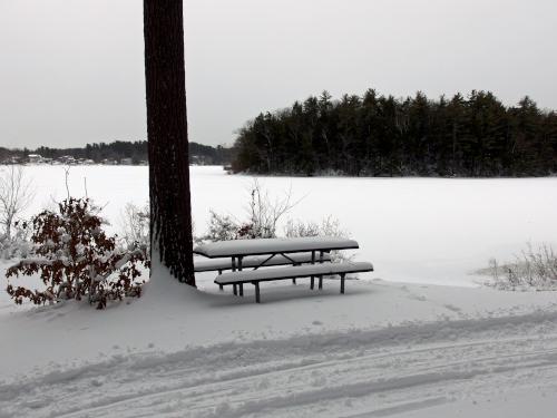 beach in February at Kingston State Park in southeast New Hampshire