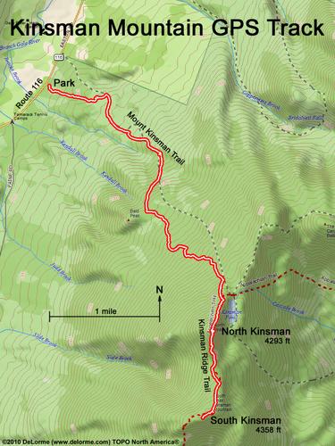 GPS track to Kinsman Mountain in New Hampshire