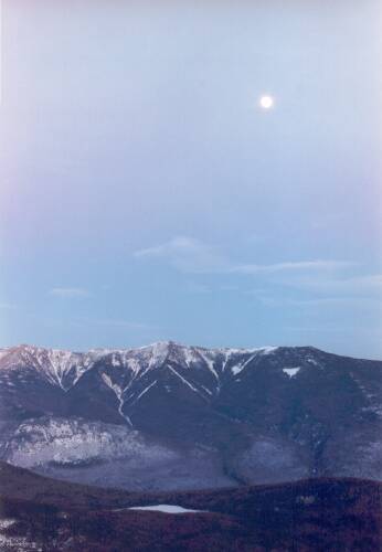 moonrise over Mount Lafayette as seen from North Kinsman Mountain in New Hampshire