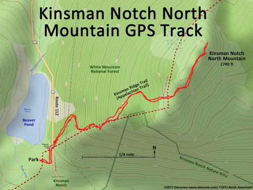 GPS track to Kinsman Notch North Mountain in New Hampshire