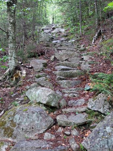 rocky trail on Kinsman Notch North Mountain in New Hampshire
