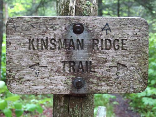 trail sign on Kinsman Notch North Mountain in New Hampshire