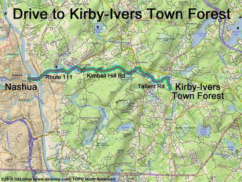 Kirby-Ivers Town Forest drive route
