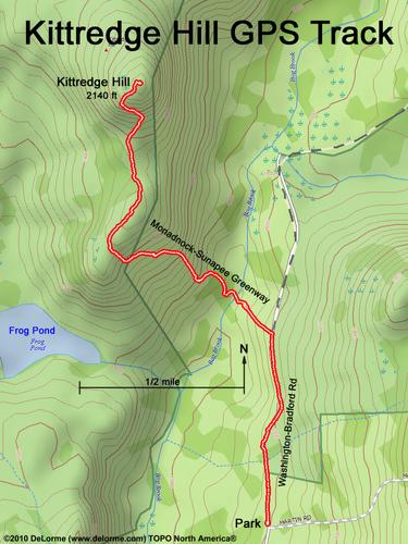 GPS track to Kittredge Hill in New Hampshire