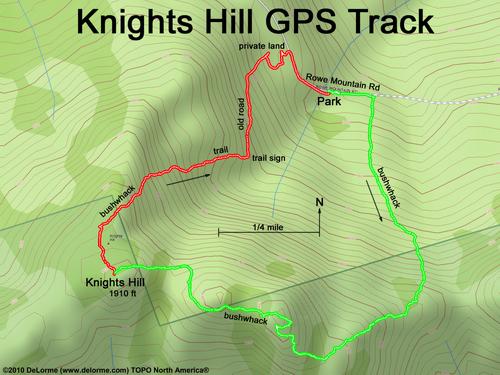 GPS track to Knights Hill in New Hampshire