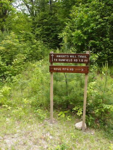 trail sign on the way to Knights Hill in New Hampshire