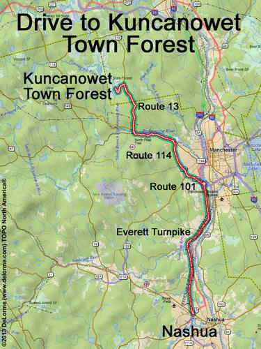 Kuncanowet Town Forest drive route