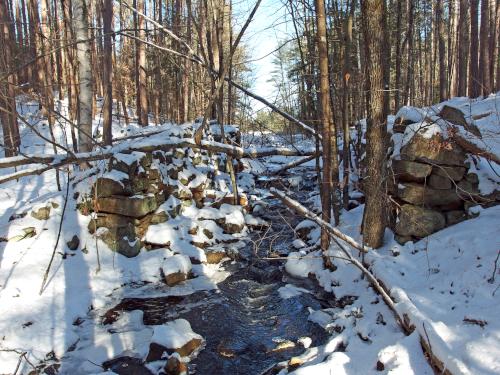 Stinson Mill site in December at Kuncanowet Town Forest near Dunbarton, New Hampshire
