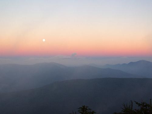 moonrise on Franconia Ridge in New Hampshire