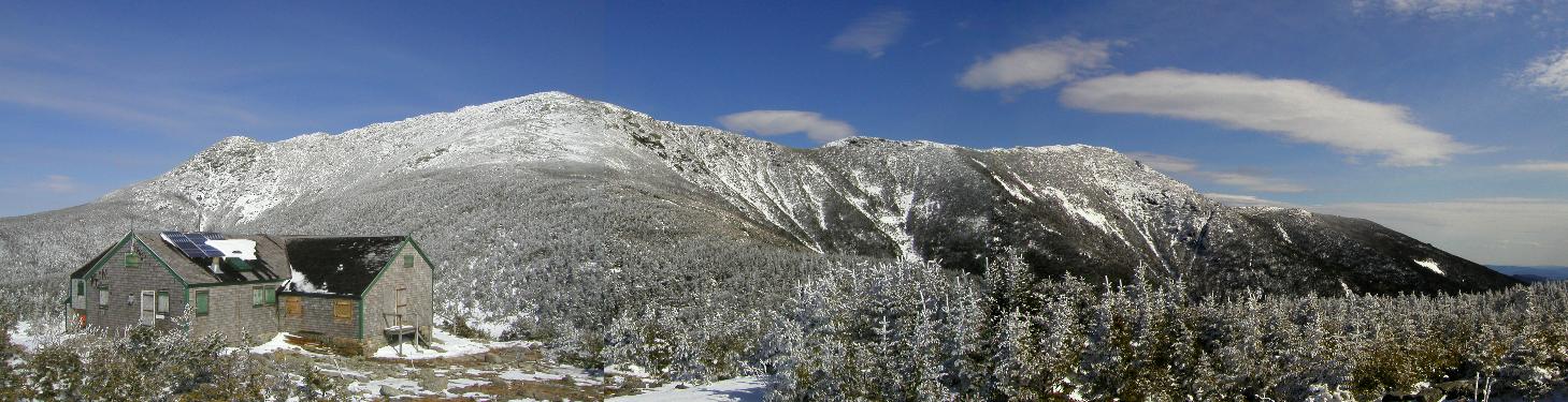 A view of Franconia Ridge as seen from Greenleaf Hut in NH on April 2004