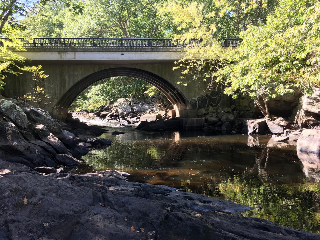 highway bridge at Packers Falls on the Lamprey River Tour in southeastern New Hampshire