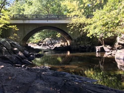 highway bridge at Packers Falls on the Lamprey River Tour in southeastern New Hampshire