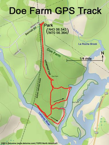 GPS track at Doe Farm in southeastern New Hampshire