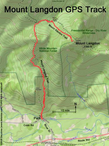 GPS track to Mount Langdon in New Hampshire