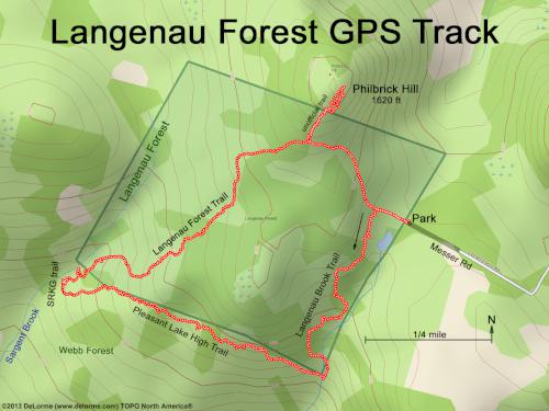 GPS track in April at Langenau Forest in New Hampshire