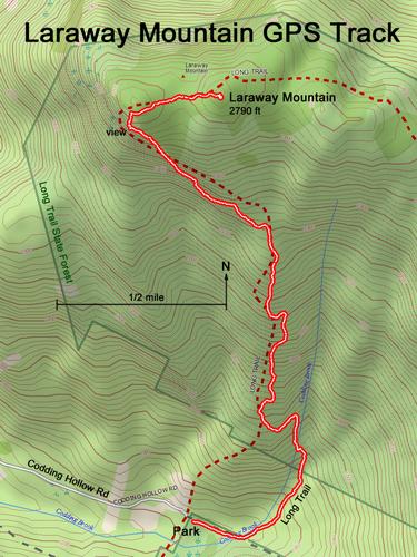 GPS track to Laraway Mountain