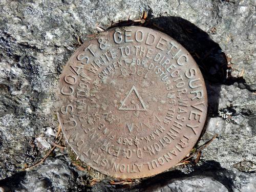 survey marker on the summit of Laraway Mountain VT