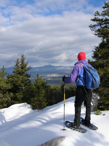 hiker on Larcom Mountain in New Hampshire