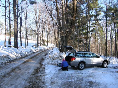 Larcom Mountain parking lot in New Hampshire