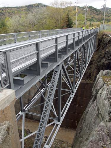access bridge over the Townshend Dam emergency spillway near Ledges Overlook in southern Vermont