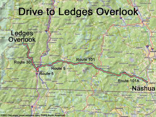 Ledges Overlook drive route