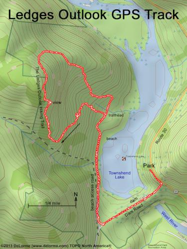 GPS track to Ledges Overlook in southern Vermont