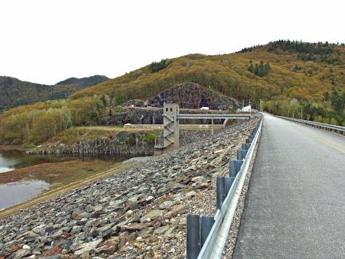 auto road over Townshend Dam near Ledges Overlook in southern Vermont