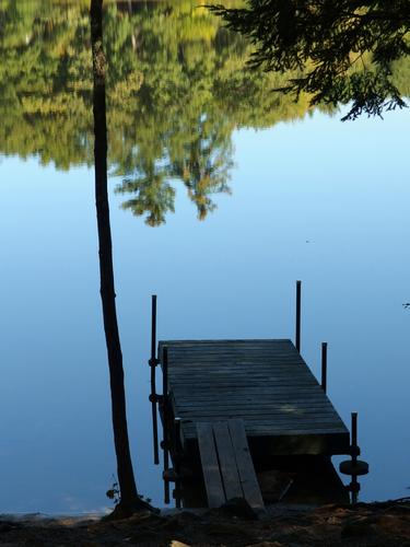 dock at Wheelwright Pond near Lee Town Forest in southeastern New Hampshire