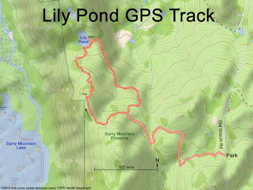 GPS track in November at Lily Pond near Keene in southwest New Hampshire