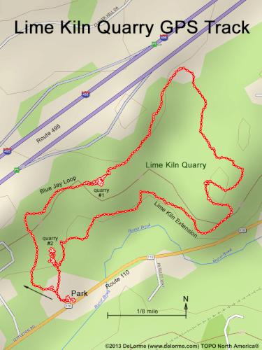 GPS track at Lime Kiln Quarry near Chelmsford in northeast MA