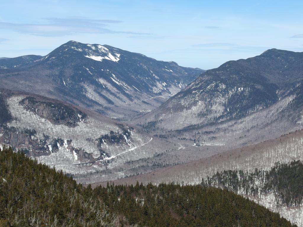 view of Crawford Notch from the summit of Mount Crawford in the White Mountains of New Hampshire