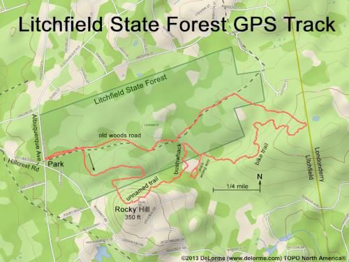 GPS track in April at Litchfield State Forest in southern New Hampshire