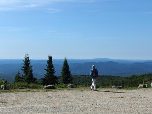 Lance takes in the expansive view from the Rollins State Park parking lot on the way to Little Mountain in New Hampshire