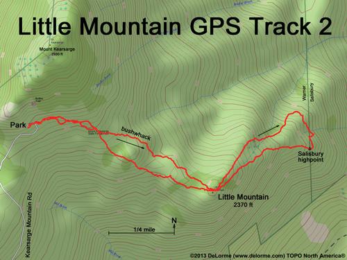 GPS track to Little Mountain in New Hampshire